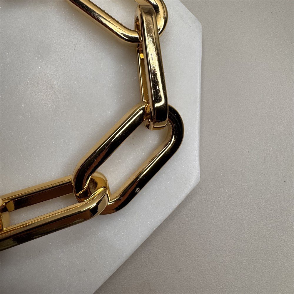 Pulseira Correntaria Elos Retangulares Dourado-1352880178