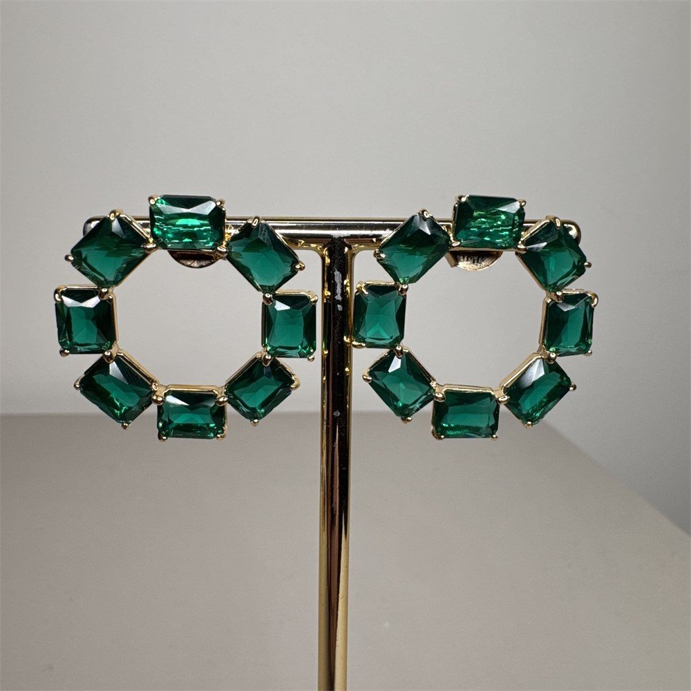 Brinco Argola Frontal Esmeralda Glam