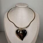 Colar Aro Coração Duo Preto e Dourado-440837624