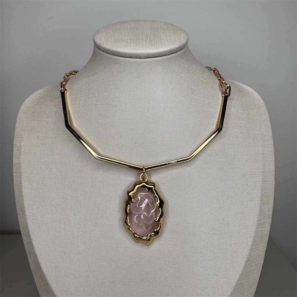 Colar Aro Medalha Orgânica Rosa