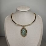 Colar Aro Medalha Orgânica Verde-183276080