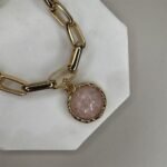 Pulseira Pingente Orgânico Rosa-417368061