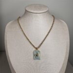 Colar Medalha Coração Turquesa-349369289