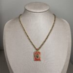 Colar Medalha Coração Laranja-2038085393