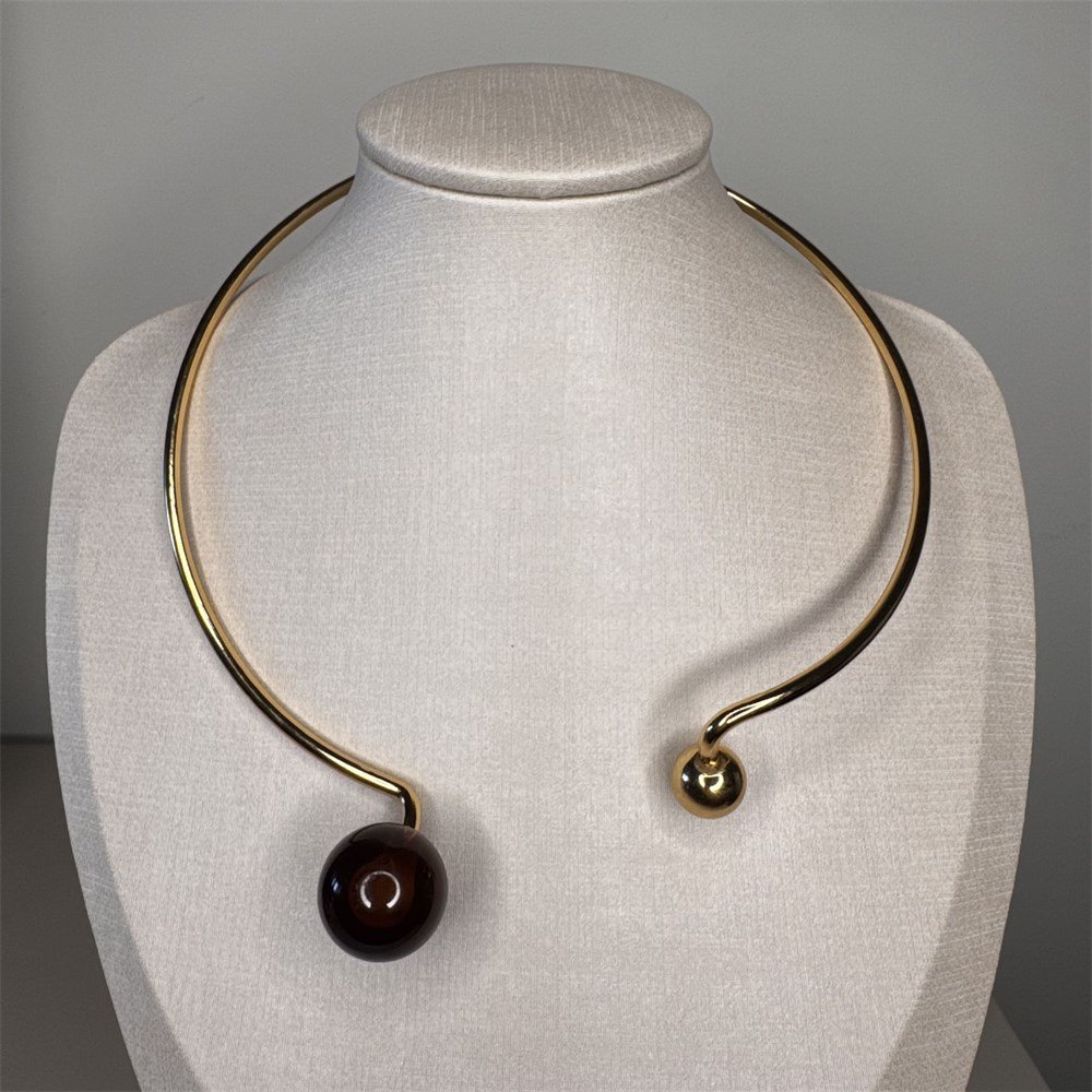 Colar Aro Esferas Marrom