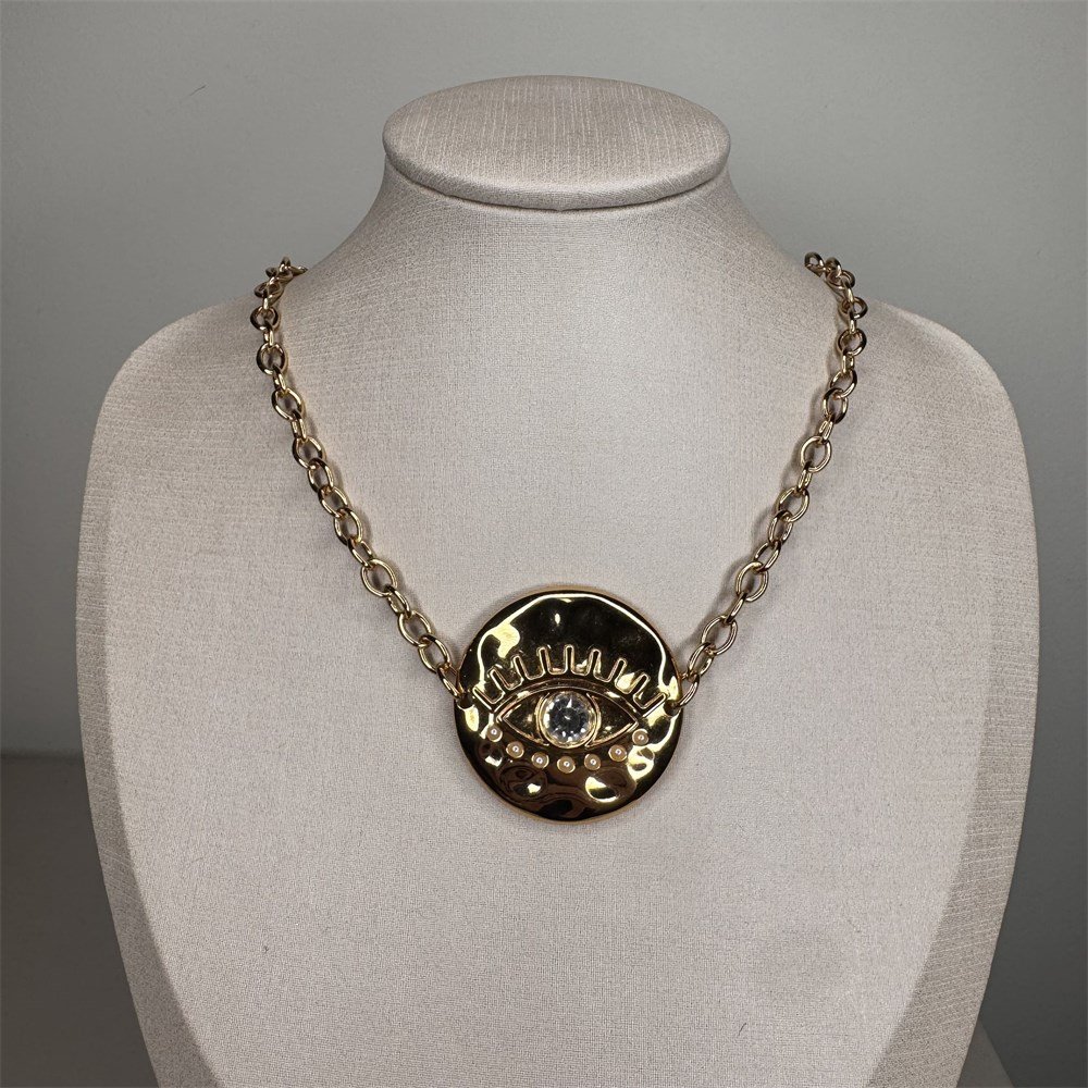 Colar Olho Grego Orgânico Dourado