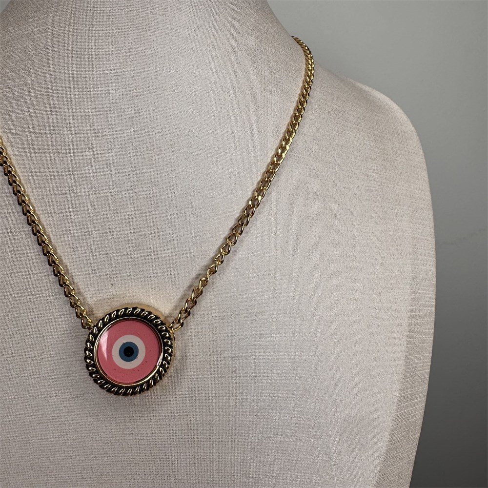 Colar Olho Grego Rosa
